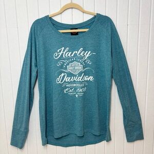 Harley-Davidson Blue Relaxed Long sleeve Top Annapolis Maryland Size‎ 2XL